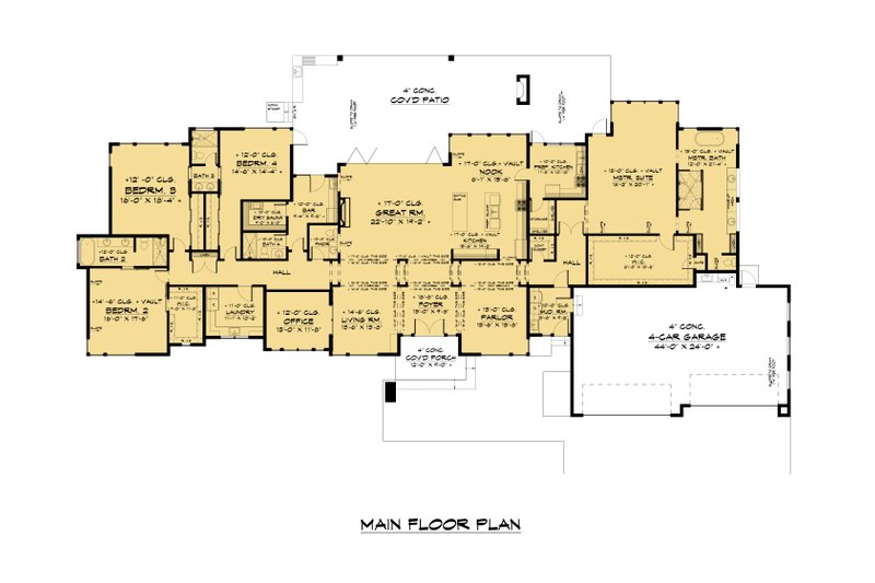 House Plan Design - Floor Plan - Main Floor for Modern House Plan #1066-217 - 4 bed, 4.5 bath
