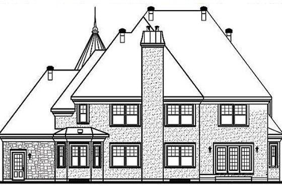 Exterior - Rear Elevation for European House Plan #23-576 - 3 bed, 2.5 bath