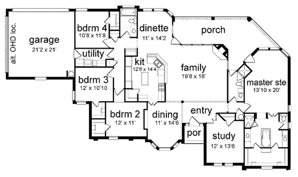 House Plan Design - Country Floor Plan - Main Floor Plan #84-655