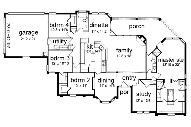 Home Plan - Floor Plan - Main Floor for Country House Plan #84-655 - 5 bed, 3 bath