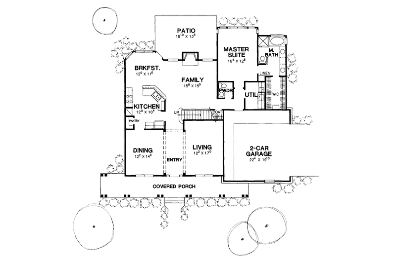 Dream House Plan - Floor Plan - Main Floor for Country House Plan #472-155 - 3 bed, 2.5 bath