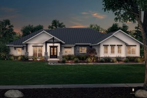 Exterior - Front Elevation 3 for Ranch House Plan #430-242 - 3 bed, 3.5 bath