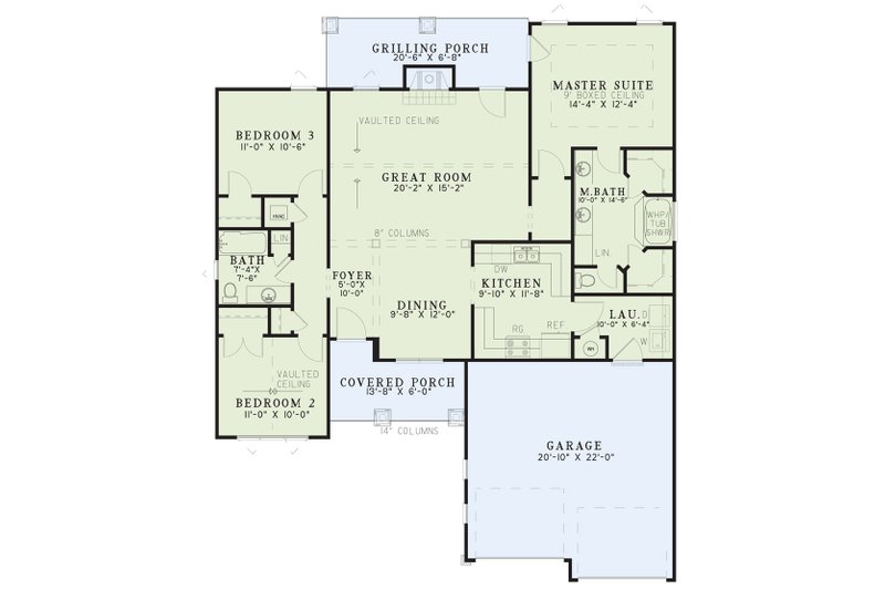 House Plan Design - Floor Plan - Main Floor for Craftsman House Plan #17-2908 - 3 bed, 2 bath