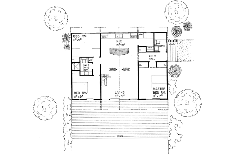 Dream House Plan - Floor Plan - Main Floor for Contemporary House Plan #72-627 - 3 bed, 2 bath