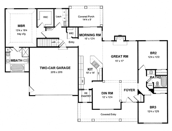 Home Plan - Colonial Floor Plan - Main Floor Plan #316-264