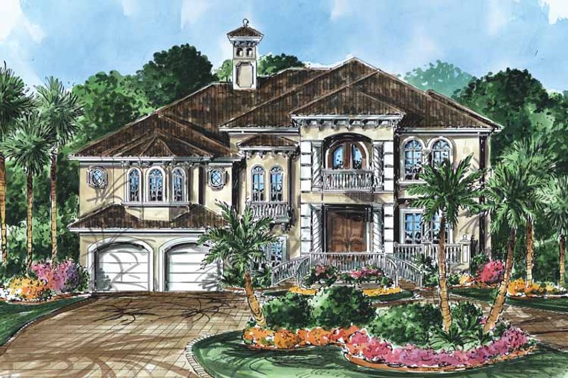 Home Plan - Exterior - Front Elevation 3 for Mediterranean House Plan #1017-25 - 3 bed, 4 bath