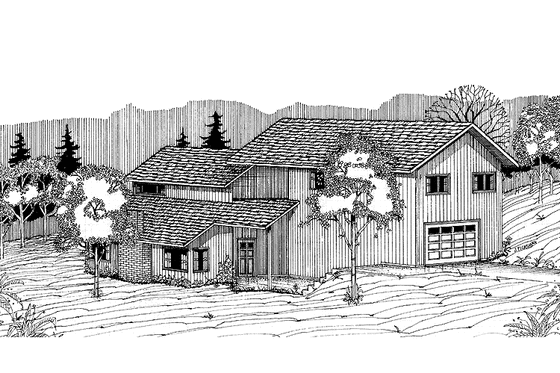 Exterior - Front Elevation 3 for Contemporary House Plan #60-859 - 3 bed, 2 bath
