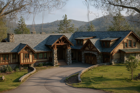 Exterior - Front Elevation for Traditional House Plan #921-5 - 4 bed, 5 bath