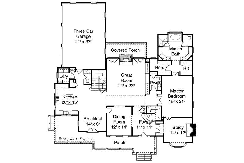 Home Plan - Floor Plan - Main Floor for Colonial House Plan #429-288 - 4 bed, 3.5 bath