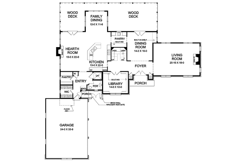 Architectural House Design - Floor Plan - Main Floor for European House Plan #328-347 - 5 bed, 4.5 bath