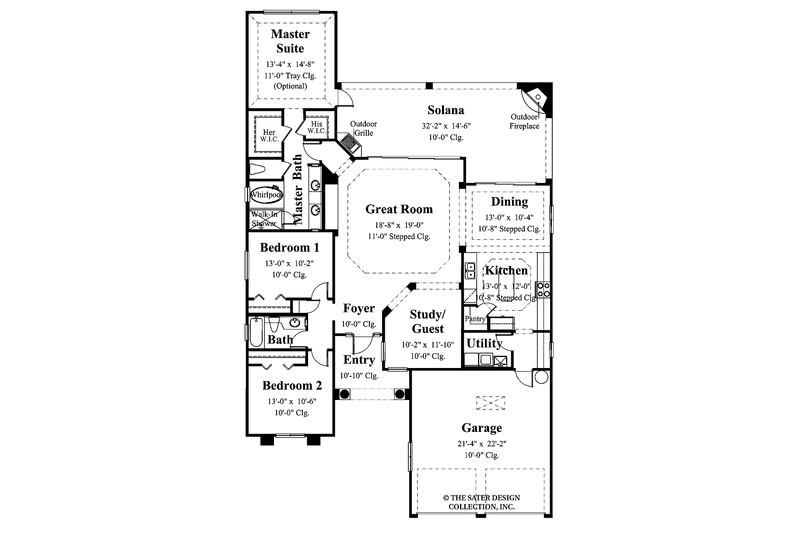 House Blueprint - Floor Plan - Main Floor for Mediterranean House Plan #930-387 - 3 bed, 2 bath