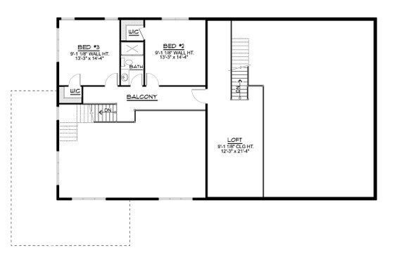 Floor Plan - Upper Floor for Barndominium House Plan #1064-220 - 3 bed, 2.5 bath