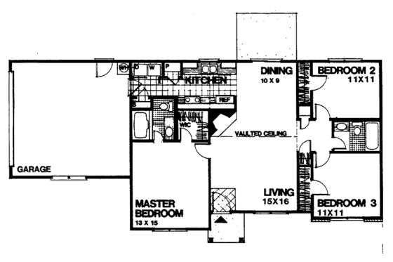 Floor Plan - Main Floor for Country House Plan #30-227 - 3 bed, 2 bath