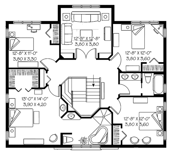 House Design - European Floor Plan - Upper Floor Plan #23-2373