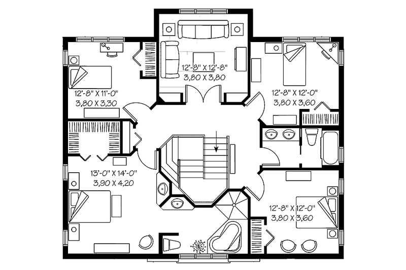 Dream House Plan - Floor Plan - Upper Floor for European House Plan #23-2373 - 5 bed, 3.5 bath
