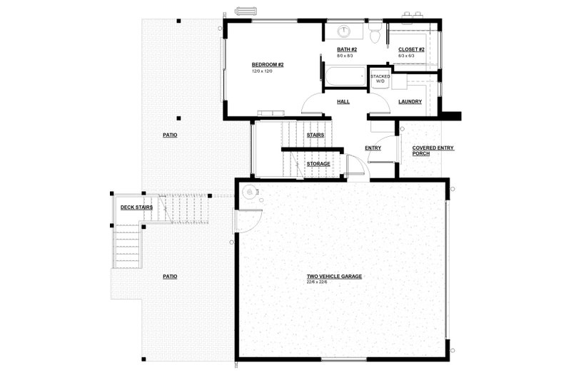 Home Plan - Floor Plan - Lower Floor for Modern House Plan #895-167 - 2 bed, 2.5 bath