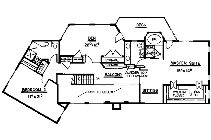 Home Plan - Floor Plan - Upper Floor for Mediterranean House Plan #60-661 - 4 bed, 3.5 bath