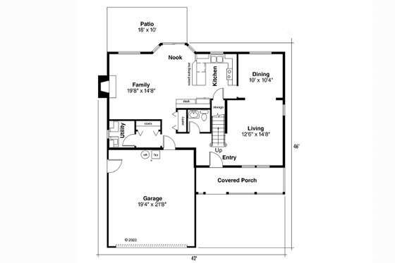 Floor Plan - Main Floor for Traditional House Plan #124-302 - 3 bed, 2.5 bath