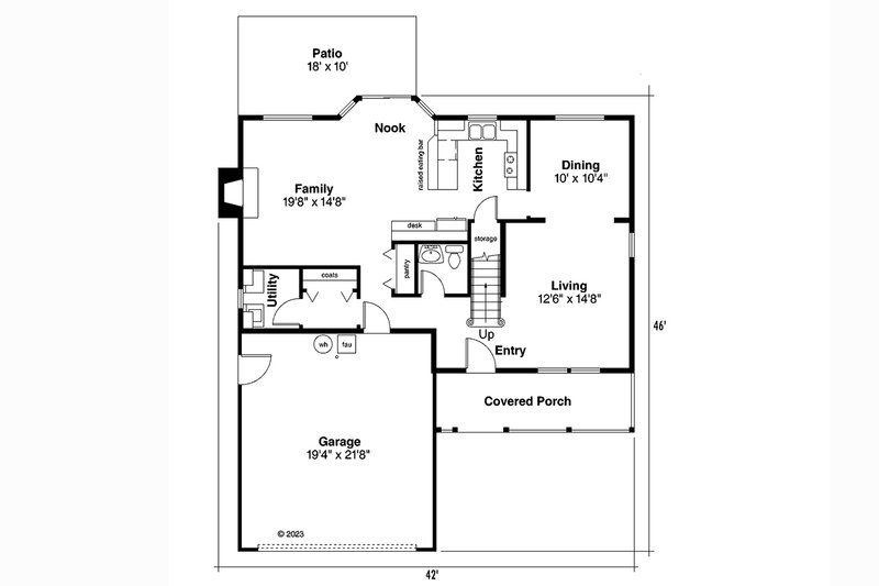 House Plan Design - Floor Plan - Main Floor for Traditional House Plan #124-302 - 3 bed, 2.5 bath