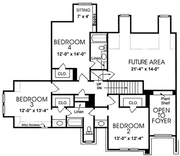 Dream House Plan - Country Floor Plan - Upper Floor Plan #974-50
