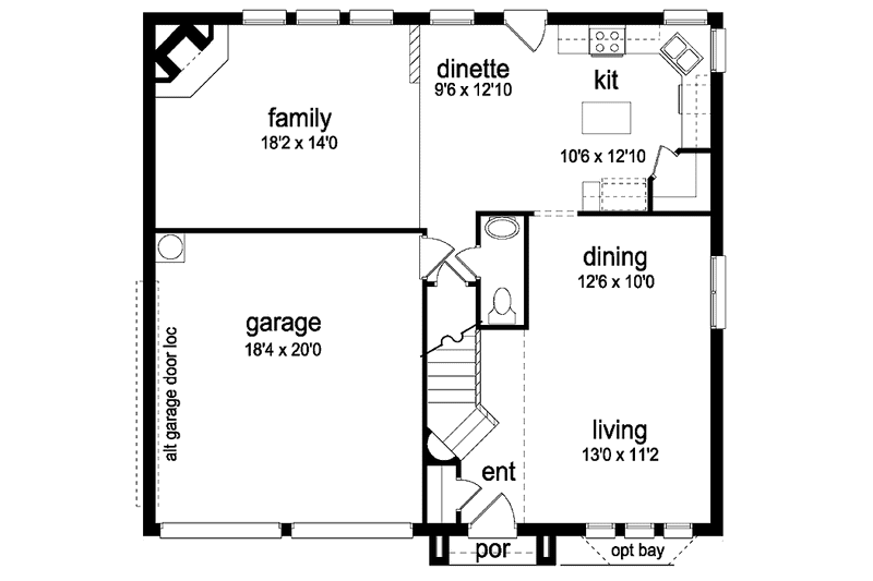 Home Plan - Floor Plan - Main Floor for Traditional House Plan #84-691 - 4 bed, 2.5 bath