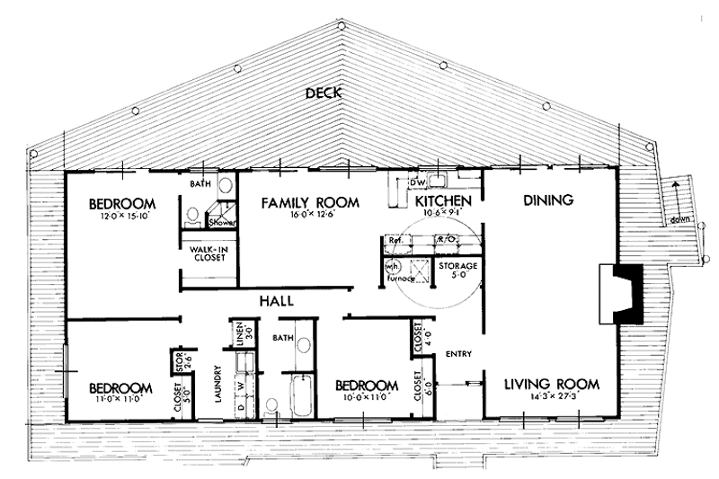 Dream House Plan - Floor Plan - Main Floor for Contemporary House Plan #320-790 - 3 bed, 2 bath