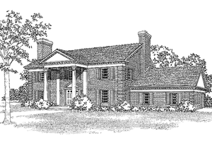 Exterior - Front Elevation 3 for Classical House Plan #72-613 - 4 bed, 2 bath