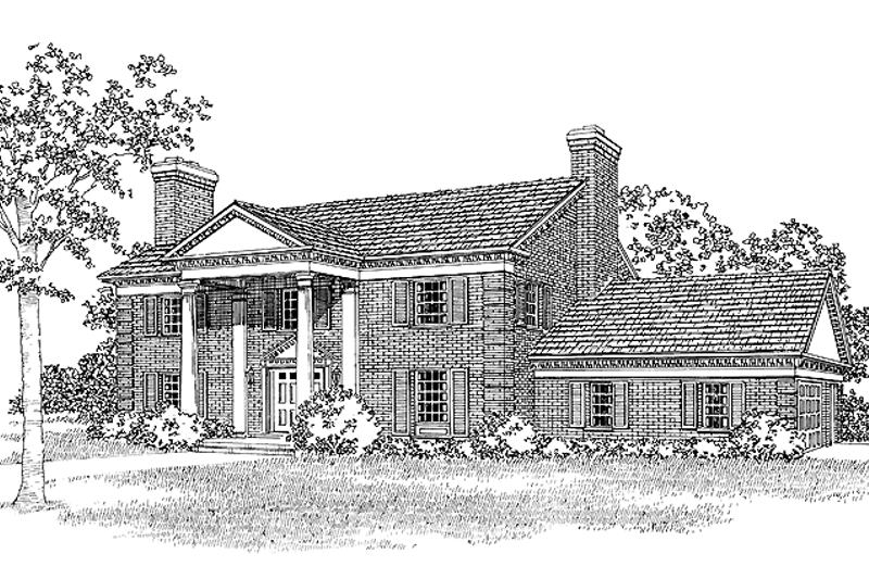 House Blueprint - Exterior - Front Elevation 3 for Classical House Plan #72-613 - 4 bed, 2 bath
