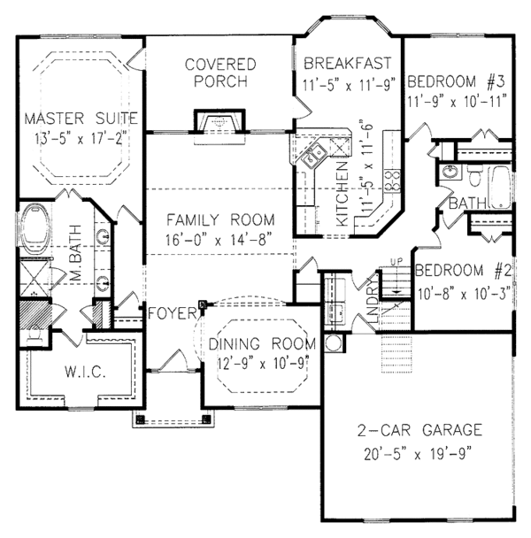 House Plan Design - Country Floor Plan - Main Floor Plan #54-195
