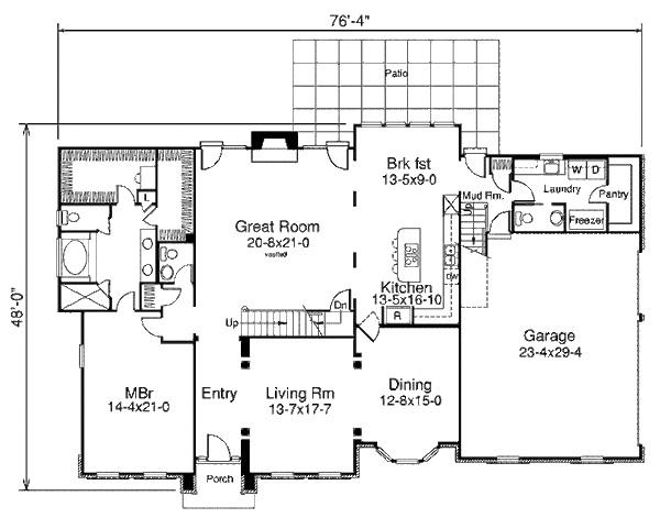 Colonial Floor Plan - Main Floor Plan #57-358