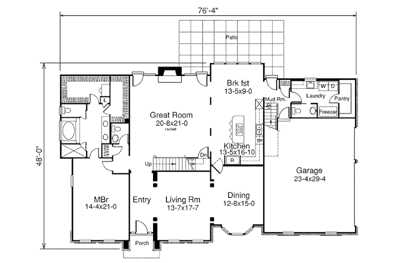 Home Plan - Floor Plan - Main Floor for Colonial House Plan #57-358 - 4 bed, 3 bath