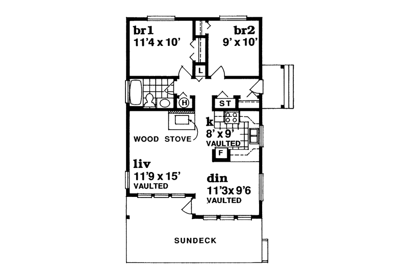 House Design - Floor Plan - Main Floor for Contemporary House Plan #47-861 - 2 bed, 1 bath