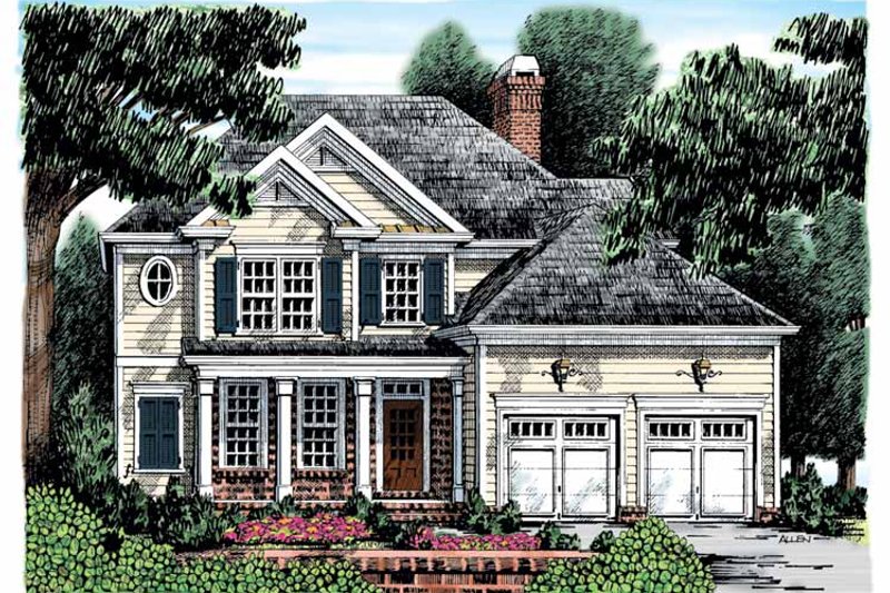House Blueprint - Exterior - Front Elevation 3 for Colonial House Plan #927-872 - 3 bed, 2.5 bath