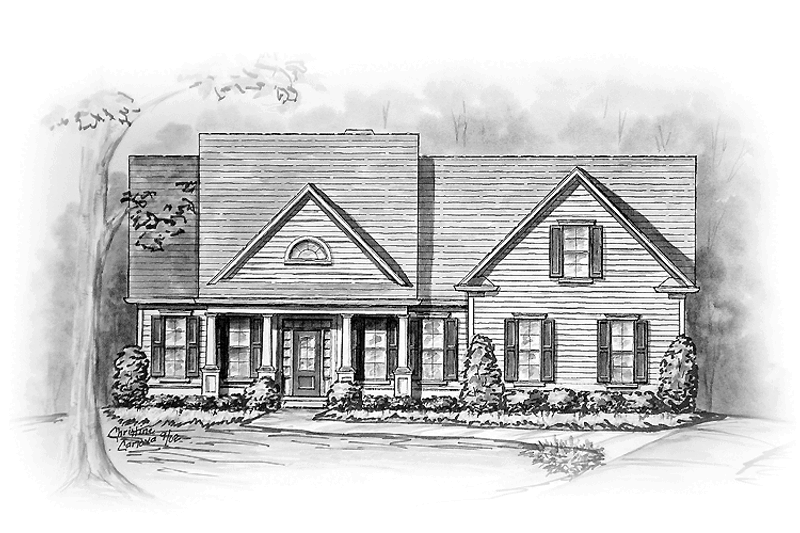 Architectural House Design - Country Exterior - Front Elevation Plan #54-206