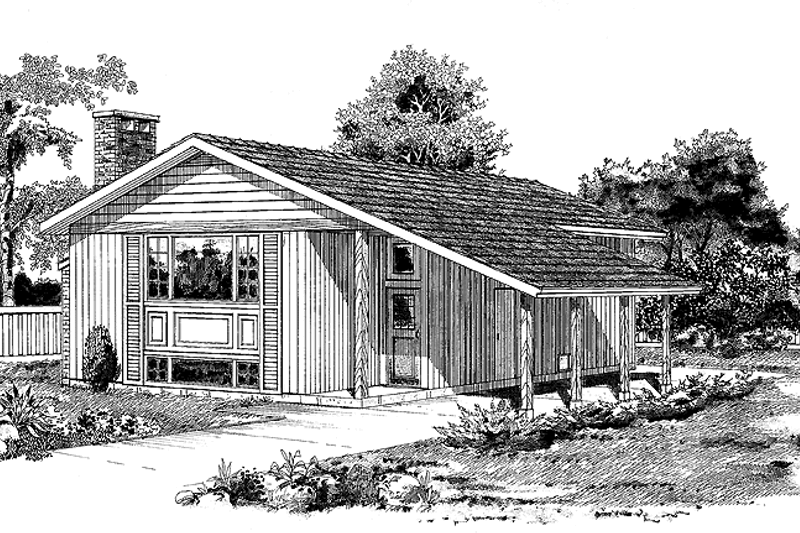 House Blueprint - Contemporary Exterior - Front Elevation Plan #47-673
