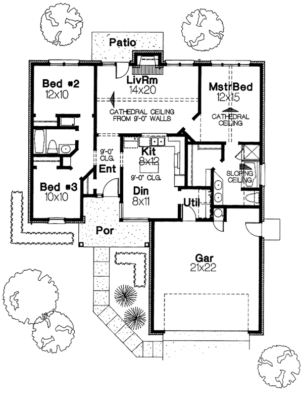 House Plan Design - Ranch Floor Plan - Main Floor Plan #310-1040