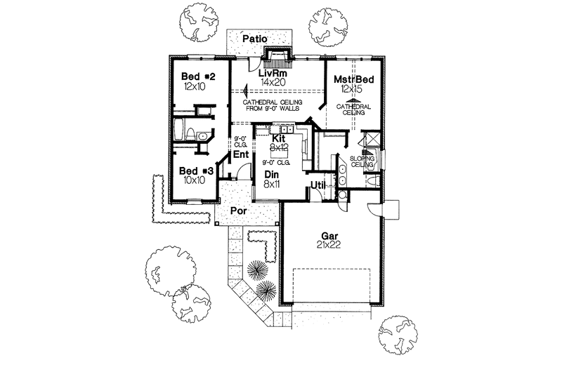 Dream House Plan - Floor Plan - Main Floor for Ranch House Plan #310-1040 - 3 bed, 2 bath