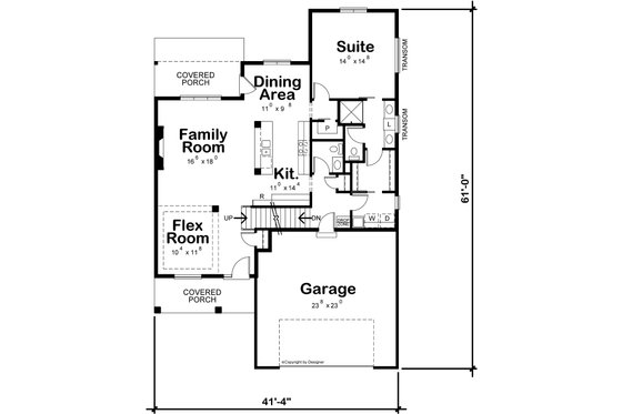 Floor Plan - Main Floor for Contemporary House Plan #20-2483 - 3 bed, 3 bath
