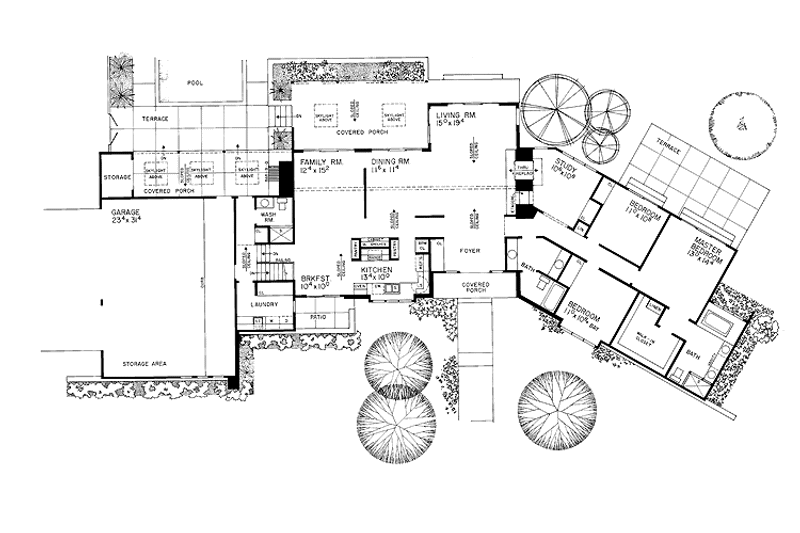 Dream House Plan - Floor Plan - Main Floor for Ranch House Plan #72-742 - 3 bed, 3 bath