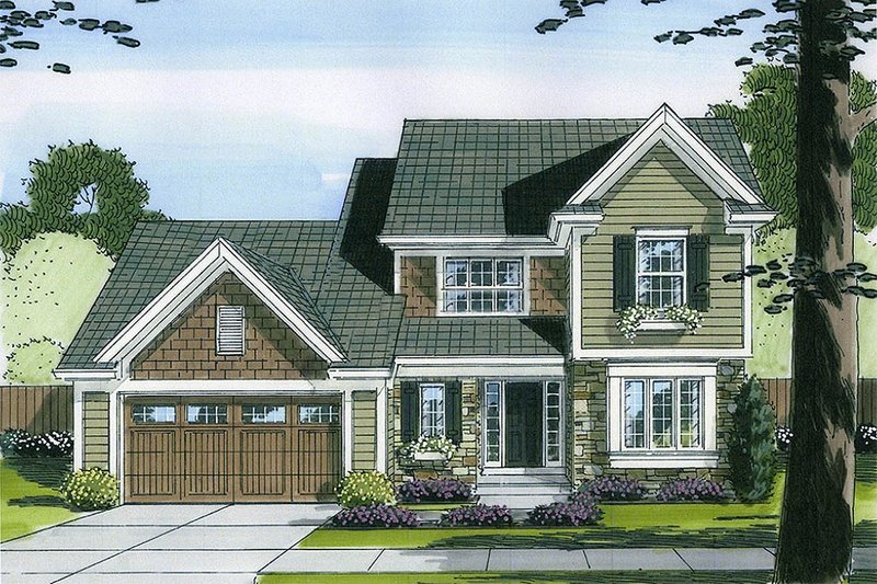 House Blueprint - Traditional Exterior - Front Elevation Plan #46-492