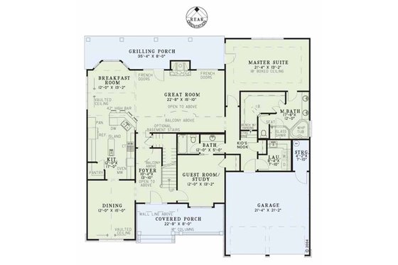 Craftsman style house plan, main level floor plan