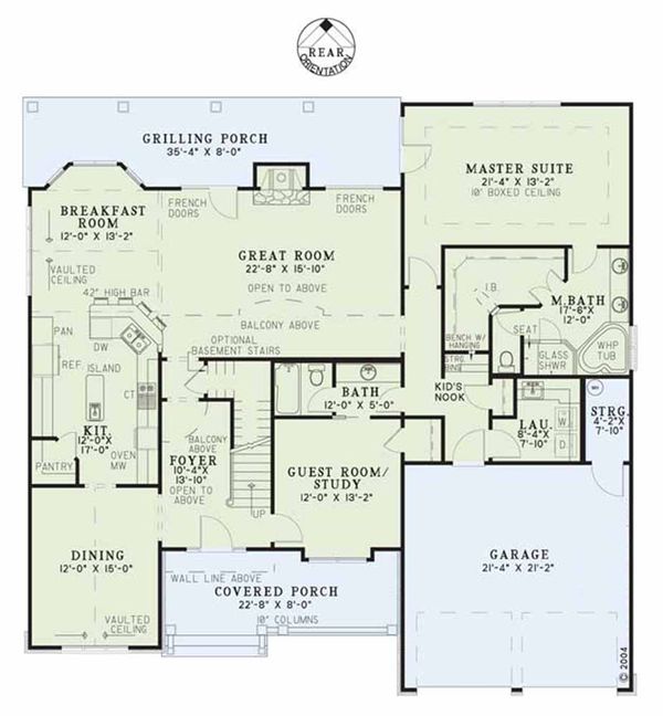Home Plan - Craftsman style house plan, main level floor plan