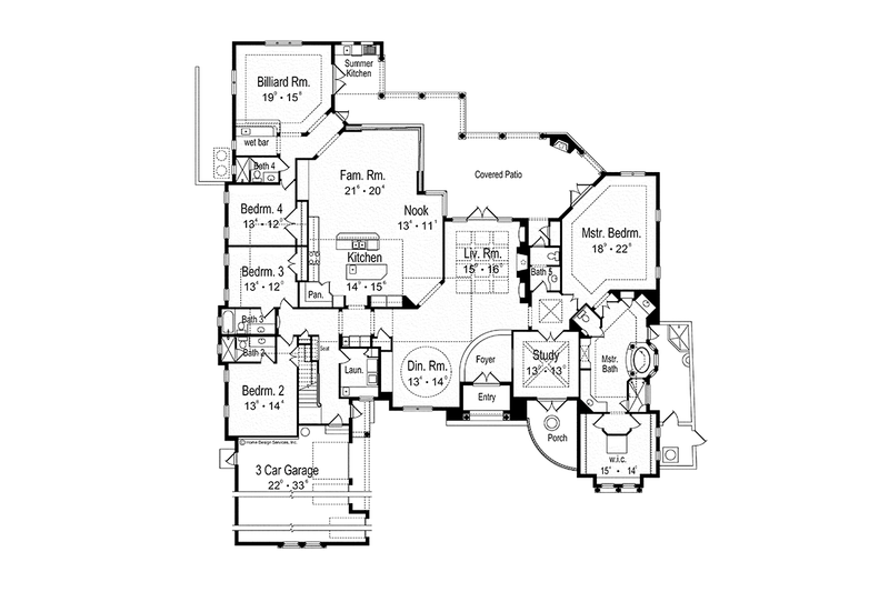 Dream House Plan - Floor Plan - Main Floor for Mediterranean House Plan #417-815 - 5 bed, 5.5 bath