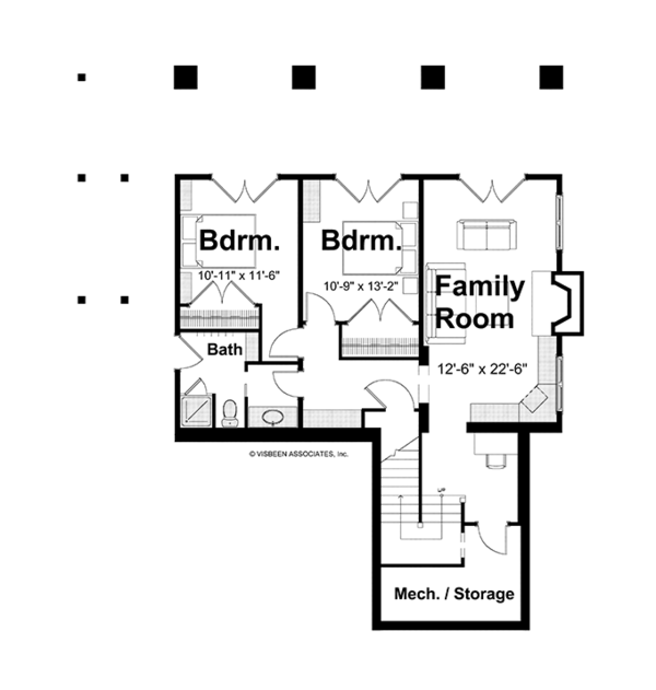 Bungalow Floor Plan - Lower Floor Plan #928-195