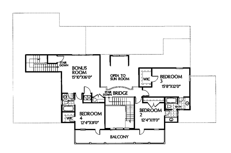 Home Plan - Floor Plan - Upper Floor for Southern House Plan #999-18 - 4 bed, 4 bath