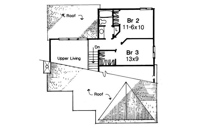 Dream House Plan - Floor Plan - Upper Floor for Contemporary House Plan #320-1496 - 3 bed, 2 bath