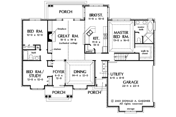 Floor Plan - Main Floor for Ranch House Plan #929-539 - 3 bed, 2 bath