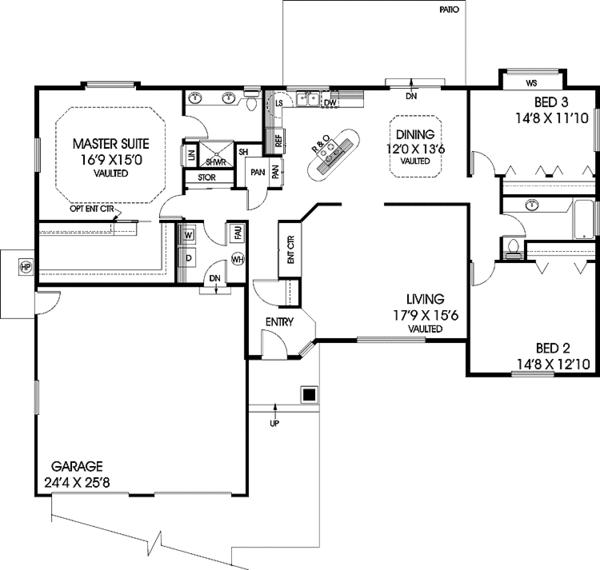 House Blueprint - Traditional Floor Plan - Main Floor Plan #60-1036