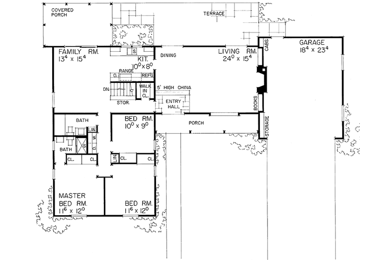 Dream House Plan - Floor Plan - Main Floor for Ranch House Plan #72-490 - 3 bed, 2 bath