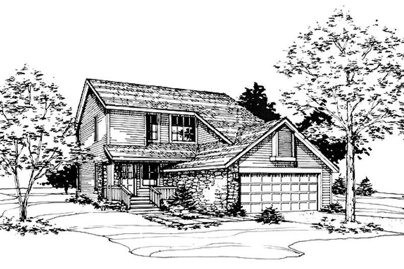 Home Plan - Exterior - Front Elevation 3 for Contemporary House Plan #320-668 - 3 bed, 2.5 bath